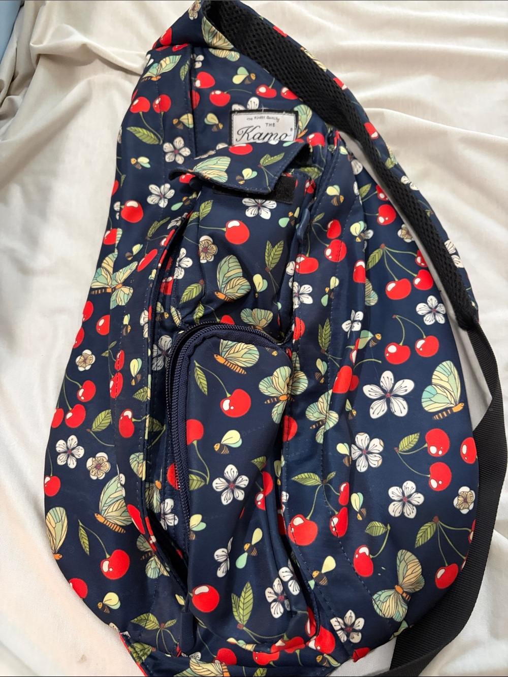 Kamo Navy Cherry-Print Crossbody Sling Bag